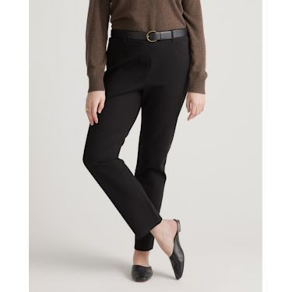 Quince Women Ultra-Stretch Ponte Straight Leg 4-Pocket Pants Black XS